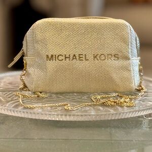 Michael Kors Shimmering Cream Gold Pouch with golden sling